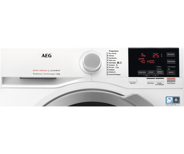 AEG L6FBKOLN+ wasmachine - 1400 toeren - 8 kg. vulgewicht