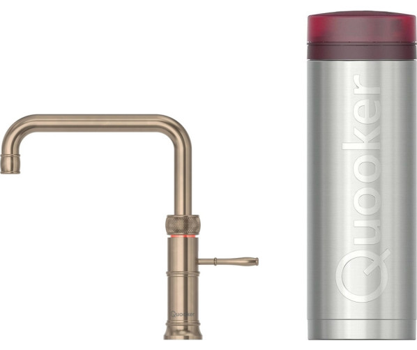 Quooker PRO3 Classic Fusion Square messing platina - kokend water kraan