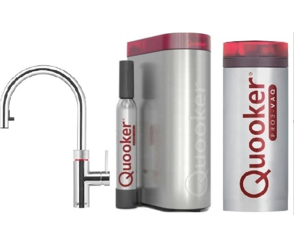 Quooker PRO3 & CUBE Flex koud, bruisend en kokend water kraan