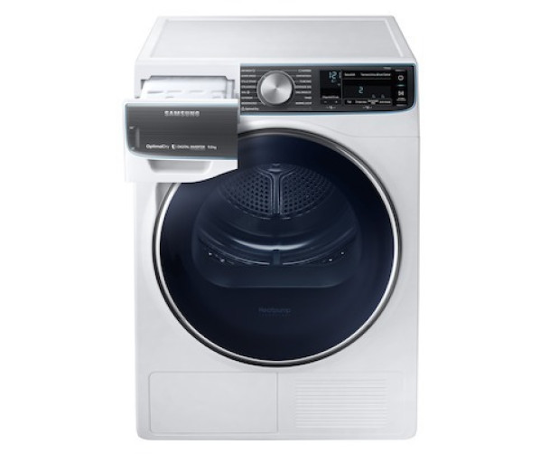 De Samsung DV9BN8288AW heeft een waterreservoir linksboven. Bij gebruik van de condensafvoerset hoeft deze niet meer handmatig geleegd te worden