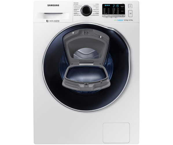 De Samsung WD80K5A00OW beschikt over Addwash functie, ideaal om nog even die sok bij te vullen nadat het programma al draait