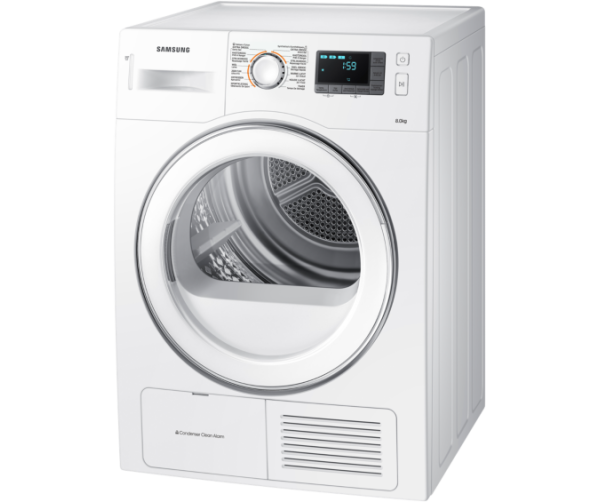 De Samsung DV70H4300CW heeft een rechtsdraaiende deur die omgegedraaid kan worden