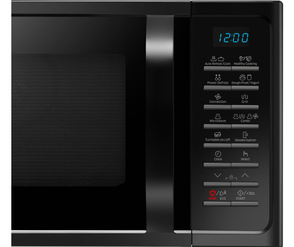 De bedieningspaneel van de Samsung MC28H5015AK is voorzien van drukknoppen