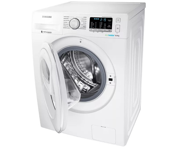 De Samsung WW80K5400WW heeft een eenvoudige bediening met een draaiknop en enkele functietoetsen