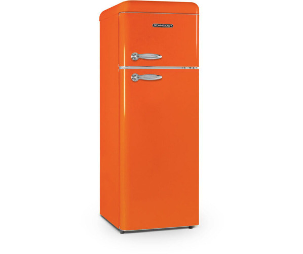 Schneider SCDD208VFLO retro jaren 50 koelkast - oranje