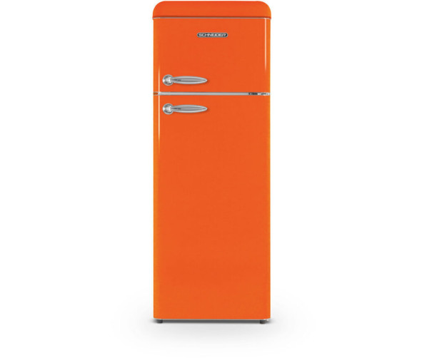 Schneider SCDD208VFLO retro jaren 50 koelkast - oranje