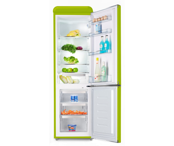 Het interieur van de Schneider SL250LG CB A++ lime groen koelkast