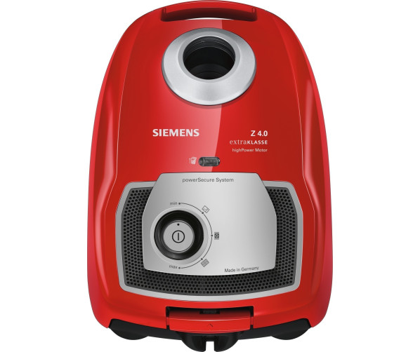 De Siemens VSZ4G232M1 stofzuiger rood heeft een maximaal vermogen van 600 watt