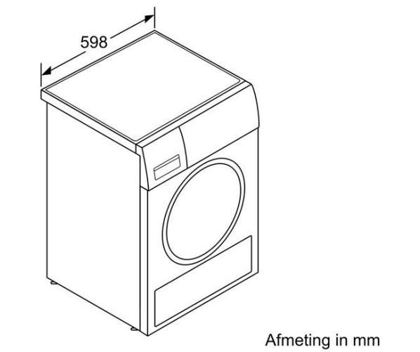 De Siemens WT45W490NL droger warmtepomp is 59,8 cm breed