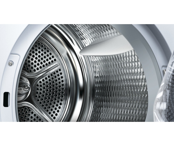 De trommel van de Siemens WT45W490NL droger warmtepomp is uitgevoerd met de nieuwe structuur voor behoedzamer drogen