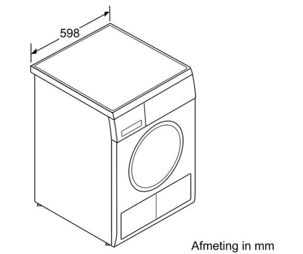 De Siemens WT46W382NL droger warmtepomp is 59,8 cm breed