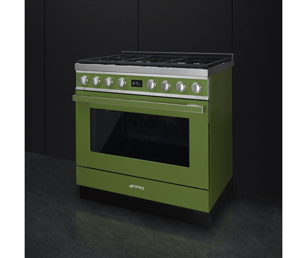 Smeg CPF9GMOGNLK gas fornuis olijfgroen