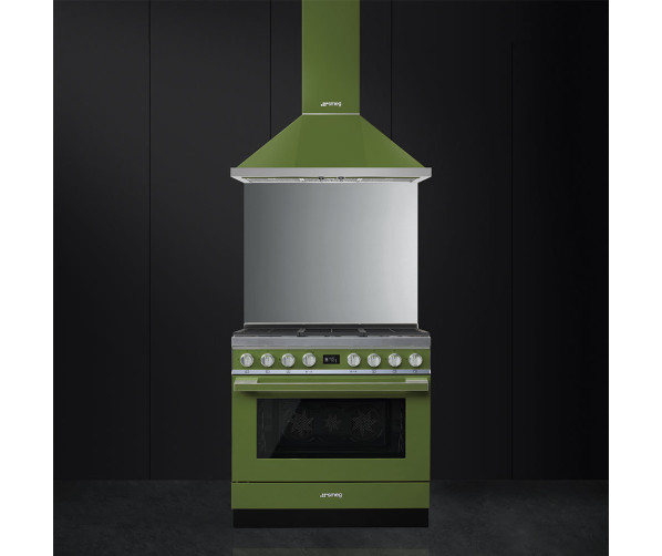 Smeg  CPF9GMOGNLK fornuis in combinatie met KPF9OG afzuigkap uit dezelfde lijn.
