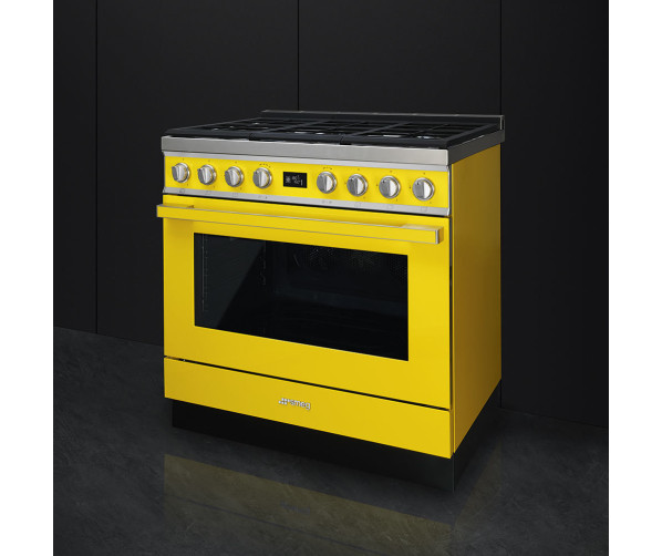 Smeg CPF9GMYWNLK gas fornuis geel