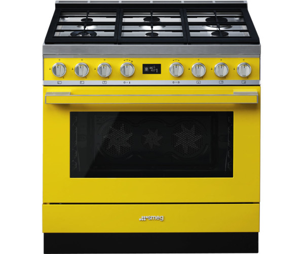 Smeg CPF9GMYWNLK gas fornuis geel