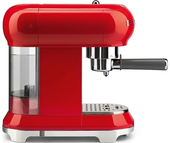 Foto van het zijaanzicht van de Smeg ECF01RDEU koffiemachine