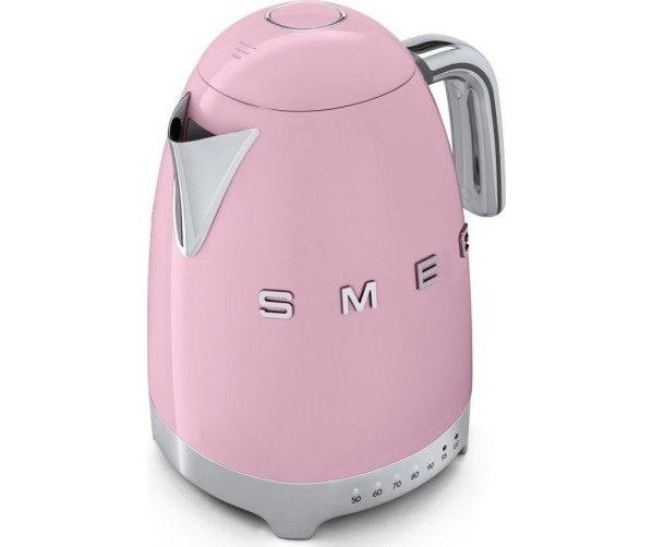 De Smeg KLF04PKEU waterkoker roze waterkoker is uitgevoerd in het roze retro jaren 50 design