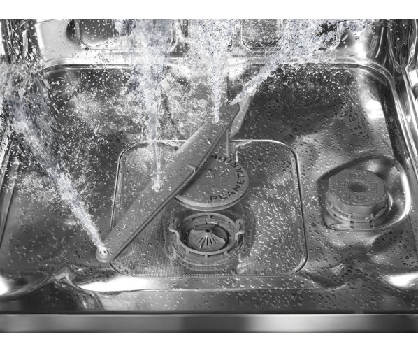 De sproeiarmen van de Smeg LVFABLI vaatwasser zorgen voor een afwasresultaat A label