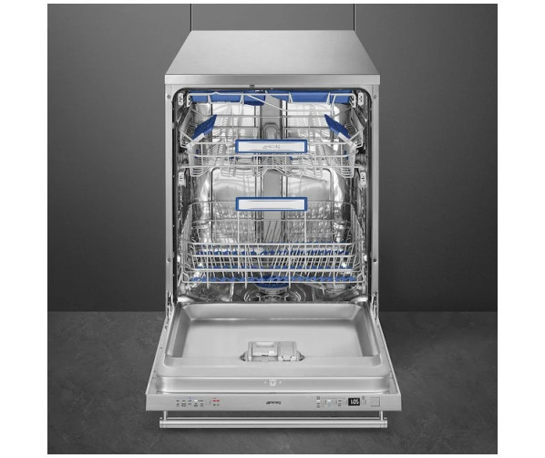 Smeg LVSP345BQX vrijstaande vaatwasser met besteklade