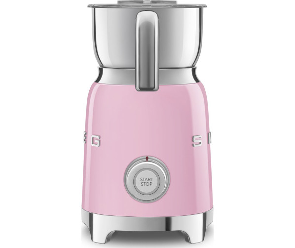 De Smeg MFF01PKEU melkopschuimer is door de roze kleur niet te missen in uw keuken