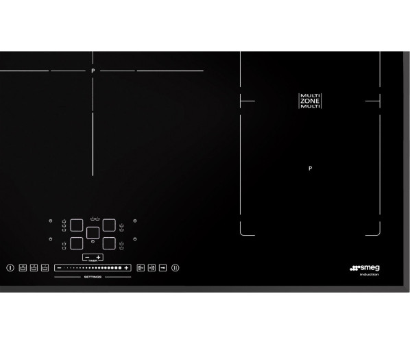 Detail met bedieningspaneel van de Smeg SIM592B inductie kookplaat