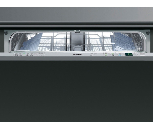 het bedieningspaneel van de Smeg ST324ATL vaatwasser inbouw zit aan de bovenkant van de deur