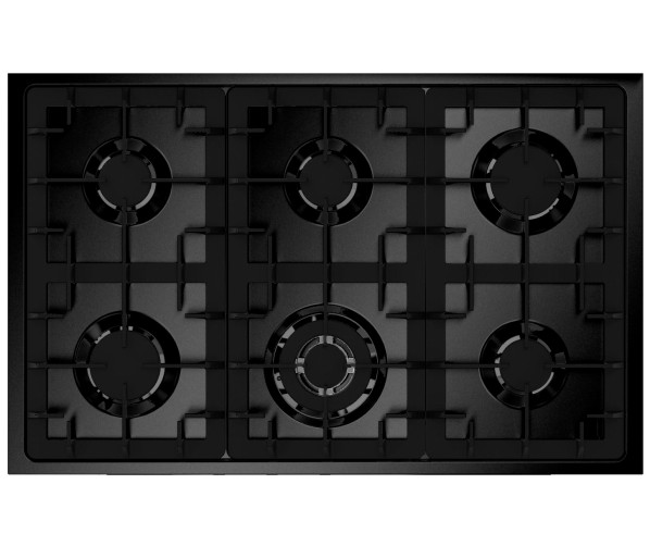 Het kookgedeelte van de Steel E10FF-6 NF Enfasi is voorzien van een 3,8 kW sterke wokbrander middenvoor