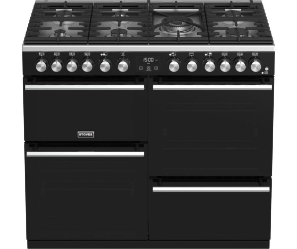 Het Stoves Precision DX S1000DF EU BK zwart fornuis heeft wel zeven branders