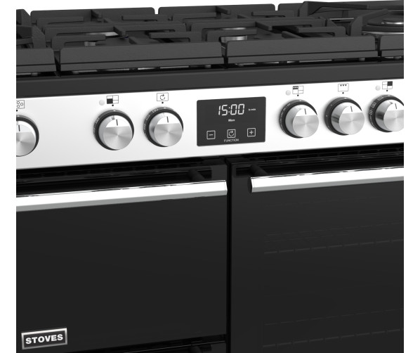 De programmeerbare ovenklok op het Stoves Precision DX S1100DF GTG EU SS rvs fornuis