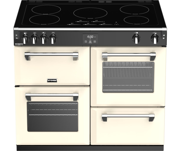 De Stoves RICHMOND S1000 EI deluxe creme inductie fornuis heeft warme creme kleur