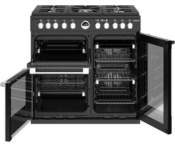 Het interieur van het Stoves STERLING S900 DF DELXUE ZWART fornuis