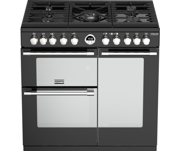 Het Stoves STERLING S900 DF DELXUE ZWART fornuis is voorzien van 5 sterke branders.