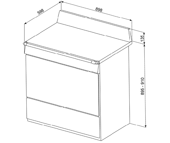 Afmetingen Smeg TR90CNL opruiming fornuis creme