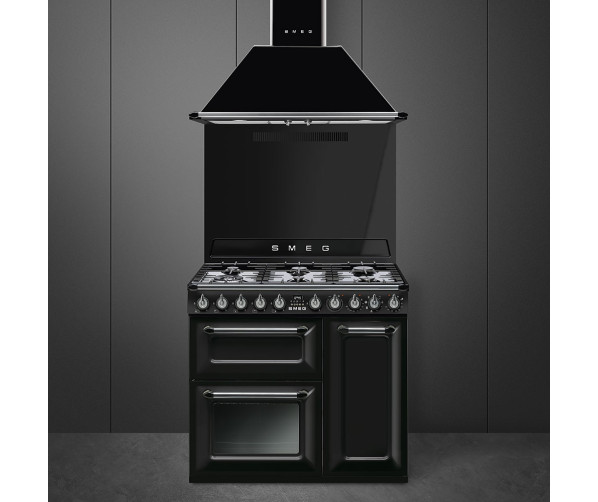 Smeg TR93NNLK fornuis - zwart - 3 ovens - 90 cm. breed