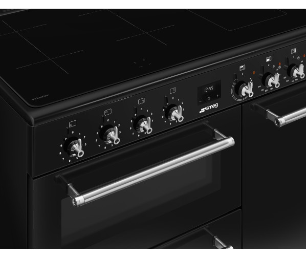 Smeg CX93IMBL inductie fornuis met 3 ovens - zwart - 90 cm. breed