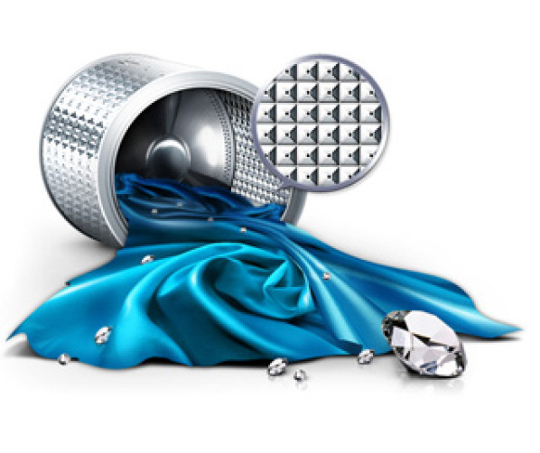 De Samsung WF705P4SAWQ wasmachine is uitgevoerd met Diamond Drum trommel