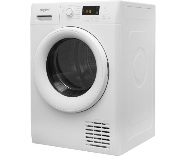 Praktisch is de eenvoudige bediening van de Whirlpool FTNL M11 72Y warmtepomp droger