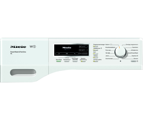 Bedieningspaneel van de Miele WKR 770 WPS: overzichtelijk, Nederlandstalig en ondersteund met een display