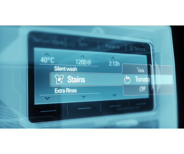 Het display op de Siemens WM16Y841NL ondersteund uw keuze en biedt de mogelijkheid om snel en eenvoudig toerental, temperatuur en starttijd aan te passen