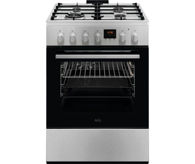 Vrijstaand AEG CKB64415BM gasfornuis met elektrische oven en gaskookplaat