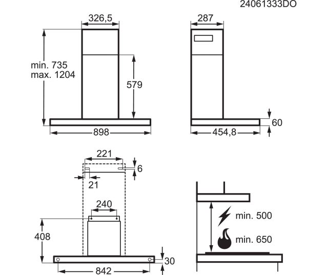 AEG GB87D91CB vrijstaand afzuigkap - Mat zwart