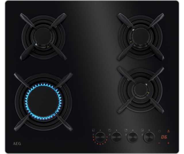 AEG HKB64453NB inbouw gas kookplaat - 4 branders - gas-op-glas