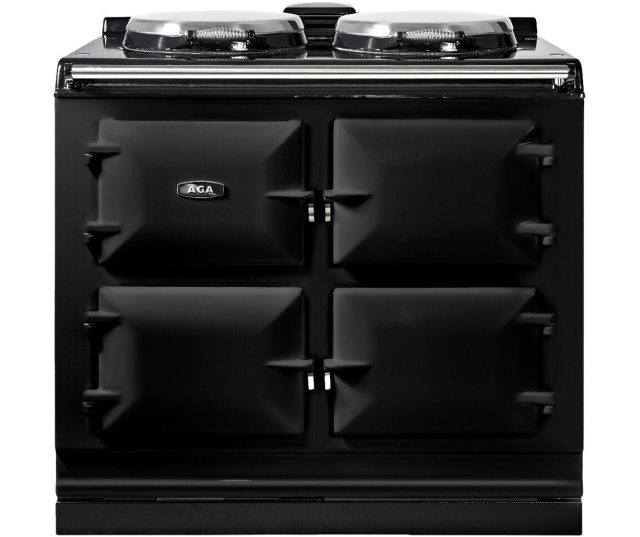 AGA zwarte ER7 3-oven met 41 liter inhoud per oven en gietijzeren constructie