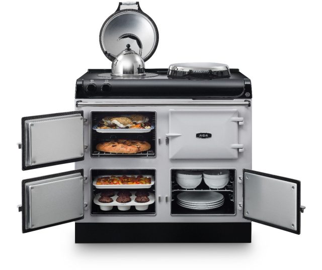 Vrijstaand AGA R3 4-oven fornuis met gietijzeren ovens en elektrische kookplaat