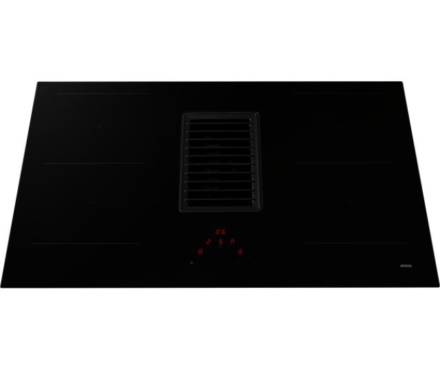 Atag HIDD8471EV inductie kookplaat met afzuiging - 83 cm. breed - zwart