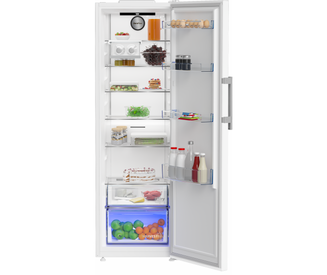 Beko koelkast B3RMLNE444HW1 – overzicht van planken, flessenrek en eierhouder