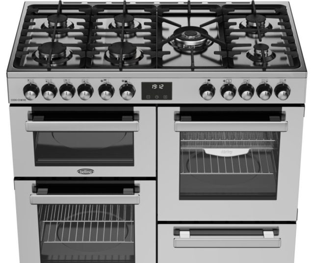 Kookplaat van Belling COOKCENTRE 100 DF STA met 7 gaspitten en krachtige wokbrander
