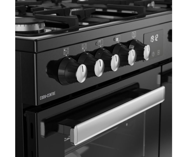 Energiezuinig Belling COOKCENTRE 90DF BLK fornuis met energieklasse A en digitale timer