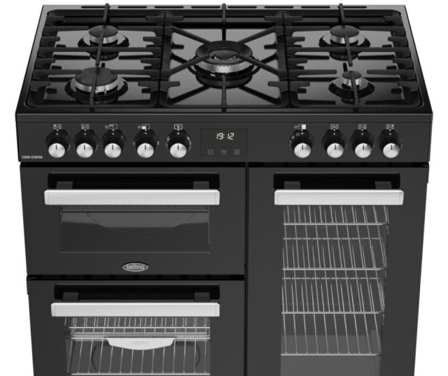 Belling COOKCENTRE 90DF BLK met 5 krachtige gasbranders inclusief 4 kW wokbrander
