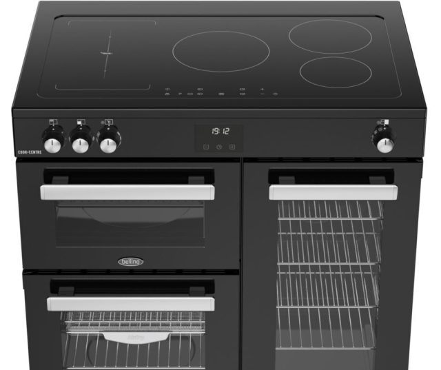 Vrijstaand Belling COOKCENTRE 90Ei BLK fornuis met 5 inductiezones